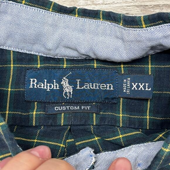 Ralph Lauren Shirt‎ Vintage Mens 2XL Custom Fit Tartan Plaid Button Up Mini Pony - Picture 4 of 9